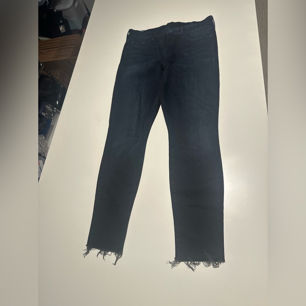 mother looker ankle fray jeans